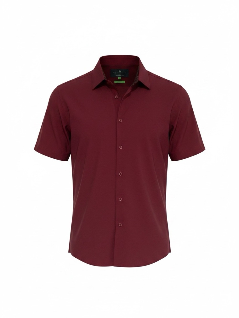 TOM BAINE Short-Sleeve Button-Down Shirt in Deep Burgundy Sz: XL